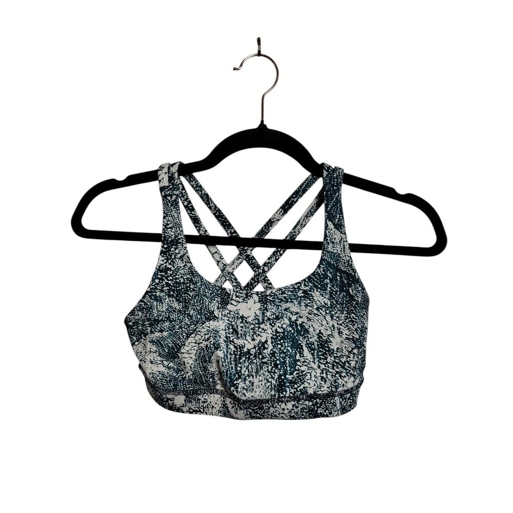 Lululemon Energy‎ Bra Eternal Wave Starlight Black Sz 4 EUC No Pads